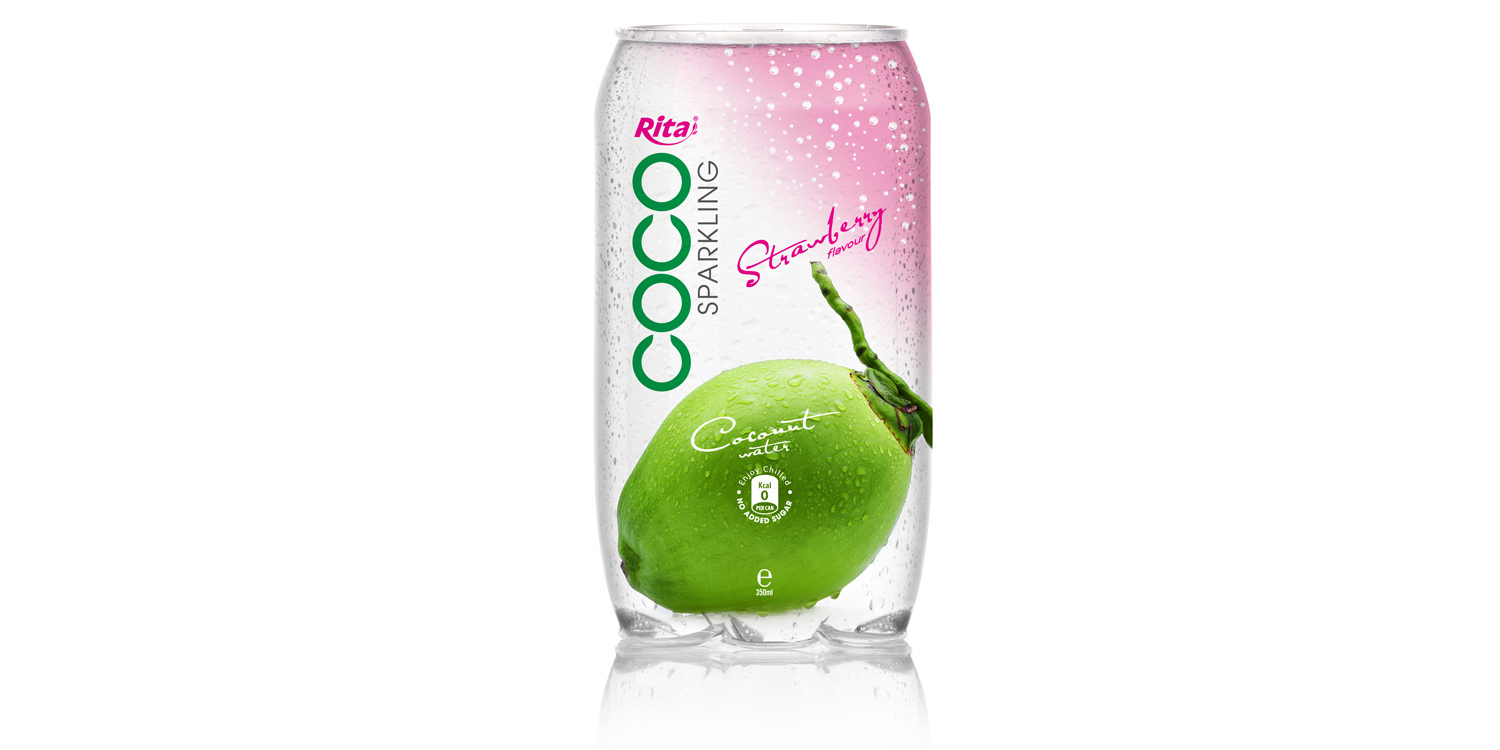 350ml  Pet bottle  Sparking coconut water  with strawberry juice